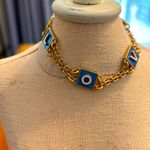 Tory Burch LOVE blue enamel goldtone 7” bracelet Photo 0