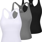 Ribbed Workout Tank Tops for Women Racerback Seamless Crop Tank Tops with Built in Bra Athletic Camisole Sport Tanks Photo 0