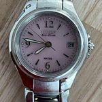 Citizen Eco-Drive Ladies Watch Pink Dial Stainless Bracelet WR100 Date Window Photo 3