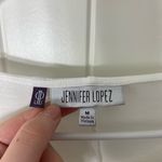 Jennifer Lopez NWOT women’s white gold beaded trim sheer loose relaxed blouse M Photo 3