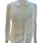 ZARA  womens size L  sleeveless lace top rhinestone buttons Peterpan collar Photo 0