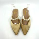 Lulus Hershie Champagne Satin Pearl Mules Women's 7 US Photo 4