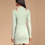Lulus Casual Chic Sage Green Ribbed Cutout Bodycon Mini Dress size S Photo 2