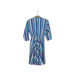 Vintage 80s Western Striped Button Down Dress Long Sleeve Collared Cowgirl Blue Size 14 Photo 3