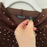 MV Sport Moka Sport Velour Rhinestone Zip Up Hoodie Brown Casual Comfy Large Y2K Sparkle Photo 3
