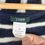 J.Crew  Sweater Women Sz M Blue Cream Striped 100% Baby Alpaca V Neck Long Sleeve Photo 4