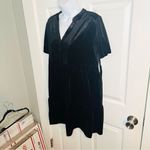 Modcloth  Levels Of Levity Tiered Velvet Babydoll Dress Shift Black S NWT Photo 5