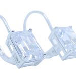 Sterling Silver 925 Clear CZ Lever Back  Earrings Photo 3