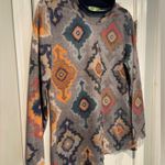 Trisha Tyler Size S Navy Blue Aztec Print Long Sleeve Mock Neck Stretch Top Photo 4