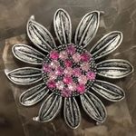 Vintage Silver Metal Circular
Flower Pink Rhinestones Brooch
Pin Novelty Jewelry Photo 0