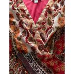 Westport  1962 Dress Size 10 Medium BOHO Peasant Metallic Gold Red Midi Abstract Photo 6