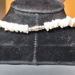 Vintage White Puka Shell Chip Beaded Necklace Barrel Closure 16" Retro Photo 2