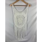 Boutique  White Knit Boho Fringe Beach Coverup Size XL Photo 3