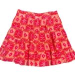 Anthropologie • Danielle Duer Tiered Mini Skirt pink Ella ikat print flowy Photo 1