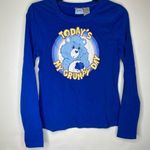 Vintage New Y2K 2000s Care Bear Today’s My Grumpy Day Long Sleeve Shirt Medium Blue Photo 5
