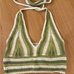 Hollister  Green and White Crochet Crop Top Photo 1