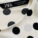 ZARA Dress Black White Ivory Contrast Polka Dots Sleeveless Pleated Midi Small Photo 1