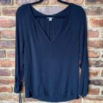J.Crew  Point Sur Black V-Neck Cinched Sleeve Blouse Women's Size XS Photo 1