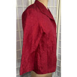 Eileen Fisher  RED Crushed 100% Silk Old Money Classic Designer Blazer Jacket Med Photo 3