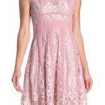 Foxiedox  juliet V Neck Sleeveless Lace Trim Fairycore Mini Swing Dress Pink M Photo 0