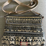 Sakroots  Artist Circle Flat Crossbody Canvas Handbag Black White Geometric Boho Photo 0