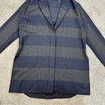 Tibi  Women’s Virgin Wool Blend Button Down Blazer Jacket in Stripe Blue Gray S Photo 3