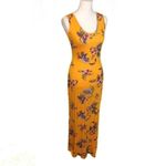 Pink Rose NWT Gold Floral Yellow Maxi Dress Y Back Scoop New Photo 1