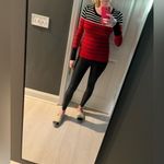 EXPRESS Red and Black Crewneck Thin Sweater, XS Photo 3