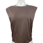 Aritzia Babaton Brown Sleeveless Oversized Shoulder Pads T-shirt Sweater Top 2XS Photo 0