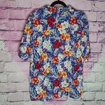 VINTAGE LESLIE FAY SPORTSWEAR HAWAIIAN TROPICAL VACATION CRUISE PRINTED TOP 16 Red Photo 1