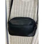 Etienne Aigner Vintage Black Leather Crossbody Bag Gold Medallion 80s 90s Photo 3