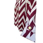 Dina Be Chevron 3/4 Sleeve Silky Burgundy & White Blouse  Women’s S Business Photo 4