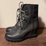 Sorel  NL3491-0152 Black Leather Joan of Arctic Wedge II Waterproof Boots Sz 8 Photo 0