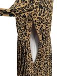 J.Crew Leopard Animal Print Long Sleeve Pleated Midi Dress Ruffle Cuff size 2 Photo 2