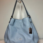 Coach K1580 Edie Turnlock Blue Leather Hobo Shoulder Bag Silver Photo 0