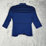 Joseph Ribkoff  Shirt Womens‎ 10 Blue Black Striped Ruched Zip Up Modern Retro Photo 3