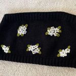 Forever 21  Knit Cropped Tube Top With Embroidered Flowers Black Size Medium Photo 1