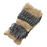 Handmade Gray and Cream Tan Crochet Knit Tassel Scarf Photo 0