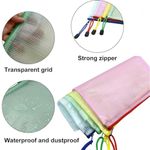 Set/3 Waterproof BLUE Document Zipper Travel Pouches, File Organizers, Clear Photo 2