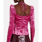 Saylor  Womens XS Cedella‎ Bubblegum Pink Velvet Ruched Peplum Top Photo 1