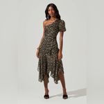 ASTR  the label Santorini Midi Dress in Black & Taupe Multi One Shoulder L NWT Photo 1