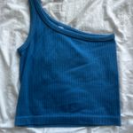 one shoulder athletic tank top Blue Photo 0