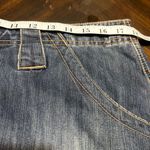 Faded Glory  Denim Medium Wash Fray Skirt/Skort Missy size 16 Embroidered Flowers Photo 4