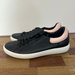 Ecco  Womens Soft 7 Easy Sneakers 9.5 Black Leather Low Top Lace Up Pink Photo 2