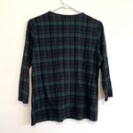 Talbots Petites Tartan Ruffled Top Green Black Plaid Ruffle 3/4 Sleeve PETITE M Photo 9