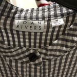 Joan Rivers Black white gingham button up down long sleeve oversize shirt blouse priest neckline cuffed sleeves Measurement in pics, excellent condition Photo 2