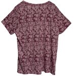 Lucky Brand NWT  Women XL Floral Print Short Sleeve T Shirt Burgundy Pink Casual Photo 7