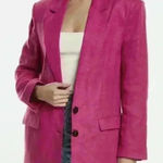 Farm Rio  Peony Pink Linen Blazer Women’s oversized Photo 0