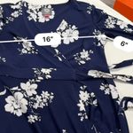Vince Camuto Navy orange pink Floral Print Faux-Wrap Dress Size 4 Photo 3