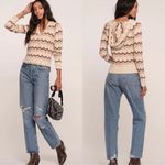 Heartloom New Elias Chevron Print Knit Sweater Hoodie Size Medium Crochet Beachy Photo 1